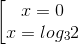 \left [ \begin{matrix} x = 0 & \\ x = log_{3} 2& \end{matrix}