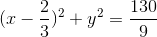 (x-\frac{2}{3})^{2}+y^{2}=\frac{130}{9}
