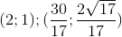 (2;1); (\frac{30}{17};\frac{2\sqrt{17}}{17})