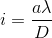 i=\frac{a\lambda }{D}
