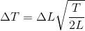 \Delta T=\Delta L\sqrt{\frac{T}{2L}}