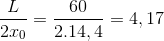\frac{L}{2x_{0}}=\frac{60}{2.14,4}=4,17