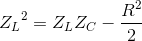 {Z_{L}}^{2}=Z_{L}Z_{C}-\frac{R^{2}}{2}