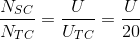 \frac{N_{SC}}{N_{TC}}=\frac{U}{U_{TC}}=\frac{U}{20}