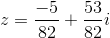 z = \frac{-5}{82}+\frac{53}{82}i