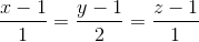 \frac{x-1}{1}=\frac{y-1}{2}=\frac{z-1}{1}