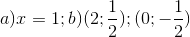 a) x = 1; b)(2;\frac{1}{2});(0; -\frac{1}{2})