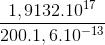 \frac{1,9132.10^{17}}{200.1,6.10^{-13}}
