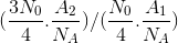 (\frac{3N_{0}}{4}.\frac{A_{2}}{N_{A}})/(\frac{N_{0}}{4}.\frac{A_{1}}{N_{A}})