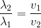\frac{\lambda _{2}}{\lambda _{1}}=\frac{v_{1}}{v_{2}}