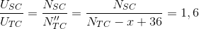 \frac{U_{SC}}{U_{TC}}=\frac{N_{SC}}{N_{TC}''}=\frac{N_{SC}}{N_{TC}-x+36}=1,6
