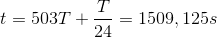 t=503T+\frac{T}{24}=1509,125s