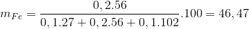 m_{Fe}=\frac{0,2.56}{0,1.27 + 0,2.56+0,1.102}.100=46,47
