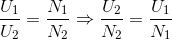 \frac{U_{1}}{U_{2}}=\frac{N_{1}}{N_{2}}\Rightarrow \frac{U_{2}}{N_{2}}=\frac{U_{1}}{N_{1}}