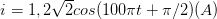 \dpi{100} \dpi{100} i=1,2\sqrt{2}cos(100\pi t+\pi /2)(A)