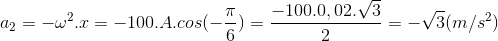 a_{2}=-\omega ^{2}.x=-100.A.cos(-\frac{\pi }{6})=\frac{-100.0,02.\sqrt{3}}{2}=-\sqrt{3}(m/s^{2})