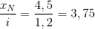 \frac{x_{N}}{i}= \frac{4,5}{1,2}= 3,75