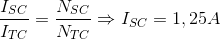 \frac{I_{SC}}{I_{TC}}=\frac{N_{SC}}{N_{TC}}\Rightarrow I_{SC}=1,25A