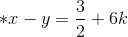 \ast x-y=\frac{3}{2}+6k