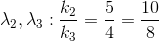 \lambda _{2},\lambda _{3}: \frac{k_{2}}{k_{3}}=\frac{5}{4}=\frac{10}{8}