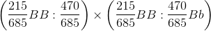 \left ( \frac{215}{685}BB:\frac{470}{685} \right )\times \left ( \frac{215}{685}BB:\frac{470}{685}Bb\right )