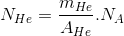 N_{He}=\frac{m_{He}}{A_{He}}.N_{A}