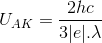 U_{AK}=\frac{2hc}{3|e|.\lambda }