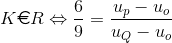 K\euro R\Leftrightarrow \frac{6}{9}=\frac{u_{p}-u_{o}}{u_{Q}-u_{o}}