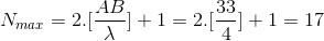 N_{max}=2.[\frac{AB}{\lambda }]+1=2.[\frac{33}{4}]+1=17