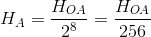 H_{A}=\frac{H_{OA}}{2^{8}}=\frac{H_{OA}}{256}