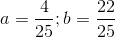 a=\frac{4}{25};b=\frac{22}{25}