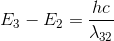 E_{3}-E_{2}=\frac{hc}{\lambda _{32}}