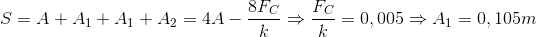 S=A+A_{1}+A_{1}+A_{2}=4A-\frac{8F_{C}}{k}\Rightarrow \frac{F_{C}}{k}=0,005\Rightarrow A_{1}=0,105m