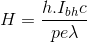 H=\frac{h.I_{bh}c}{pe\lambda }
