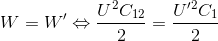 W=W'\Leftrightarrow \frac{U^{2}C_{12}}{2}=\frac{U'^{2}C_{1}}{2}