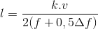 l=\frac{k.v}{2(f+0,5\Delta f)}