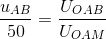 \frac{u_{AB}}{50}=\frac{U_{OAB}}{U_{OAM}}