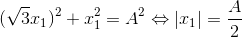 (\sqrt{3}x_{1})^{2}+x_{1}^{2}=A^{2}\Leftrightarrow |x_{1}|=\frac{A}{2}