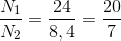 \frac{N_{1}}{N_{2}}=\frac{24}{8,4}=\frac{20}{7}