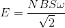 E=\frac{NBS\omega }{\sqrt{2}}