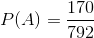 P(A)=\frac{170}{792}