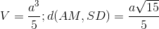V=\frac{a^{3}}{5}; d(AM, SD)=\frac{a\sqrt{15}}{5}