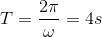 T=\frac{2\pi }{\omega }=4s