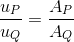 \frac{u_{P}}{u_{Q}}=\frac{A_{P}}{A_{Q}}