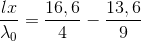 \frac{lx}{\lambda _{0}}=\frac{16,6}{4}-\frac{13,6}{9}