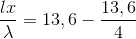\frac{lx}{\lambda }=13,6-\frac{13,6}{4}