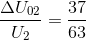 \frac{\Delta U_{02}}{U_{2}}=\frac{37}{63}