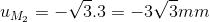 u_{M_{2}}=-\sqrt{3}.3=-3\sqrt{3}mm