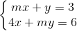 \left\{\begin{matrix} mx+y=3\\ 4x+my=6 \end{matrix}\right.
