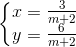 \left\{\begin{matrix} x=\frac{3}{m+2}\\ y=\frac{6}{m+2} \end{matrix}\right.